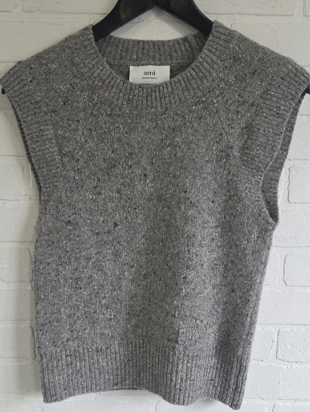 Ami Grey Crewneck Sleeveless Sweater Vest